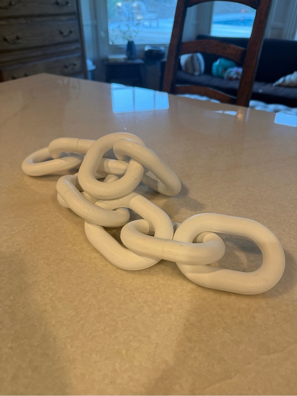 Decorative Wood Chain Accent in White - Home Accents